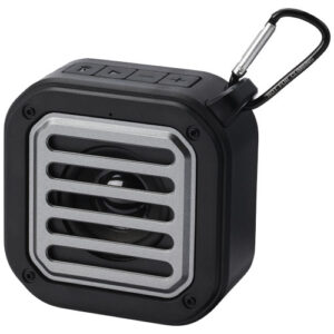 Haut-parleur solaire Bluetooth® Solo de 3 W IPX5 en plastique recyclé certifié RCS avec mousqueton  (ref : 124347)