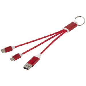Câble de charge 4-en-1 Metal en aluminium recyclé avec porte-clés (ref : 124382)
