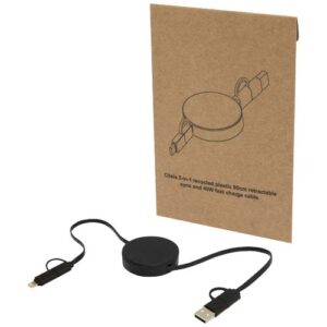 Câble rétractable 5 en 1 Citala en plastique recyclé de 90 cm pour la synchronisation des données et la charge rapide de 40 W (ref : 124430) – Image 3