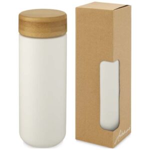 Gobelet en céramique Lumi de 300 ml avec couvercle en bambou (ref : 100705)