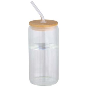 Pot de 500 ml en verre borosilicate Mirage simple paroi avec couvercle en bambou (ref : 100931)